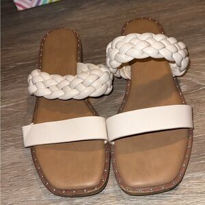 Women's White Braided Sandals